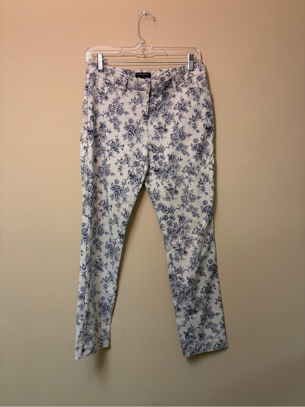 Mario Serrani White Chinos with Blue Floral Print